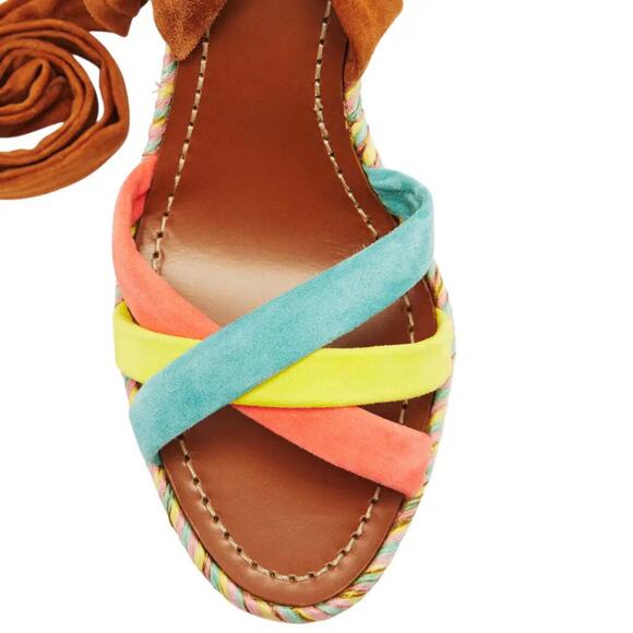 Christian Louboutin Lagoadonna 120 Brown Lace Up Platform Wedge Sandal Heel 41 - Picture 6 of 7